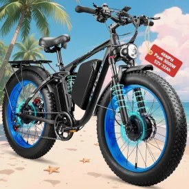 4000W Peak 5000W Dual Motor Ebike, 46MPH-Fast Electric Bikes for Adults, 52V 32Ah Battery Up to 100 Miles,Full Suspension E-Bike, 24" Fat Tire Electric Bicycle for Off-Road Mountain E-Bike