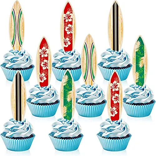 48 Pieces Surfboard Cupcake Toppers Surfboard Beach Cake Decorations Surfboard Mini Accents for Swimming Pool Summer Beach Party Luau Birthday Baby Shower Party Supplies