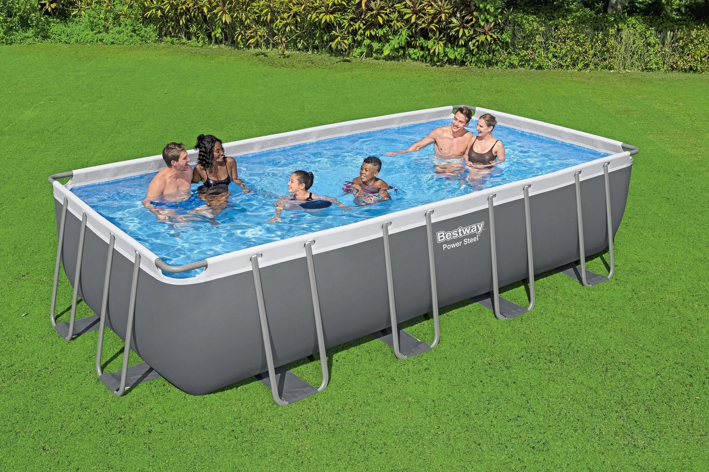 56466  Bestway Power Steel® 18 ft x 9 ft x 4 ft Rectangular Pool Set