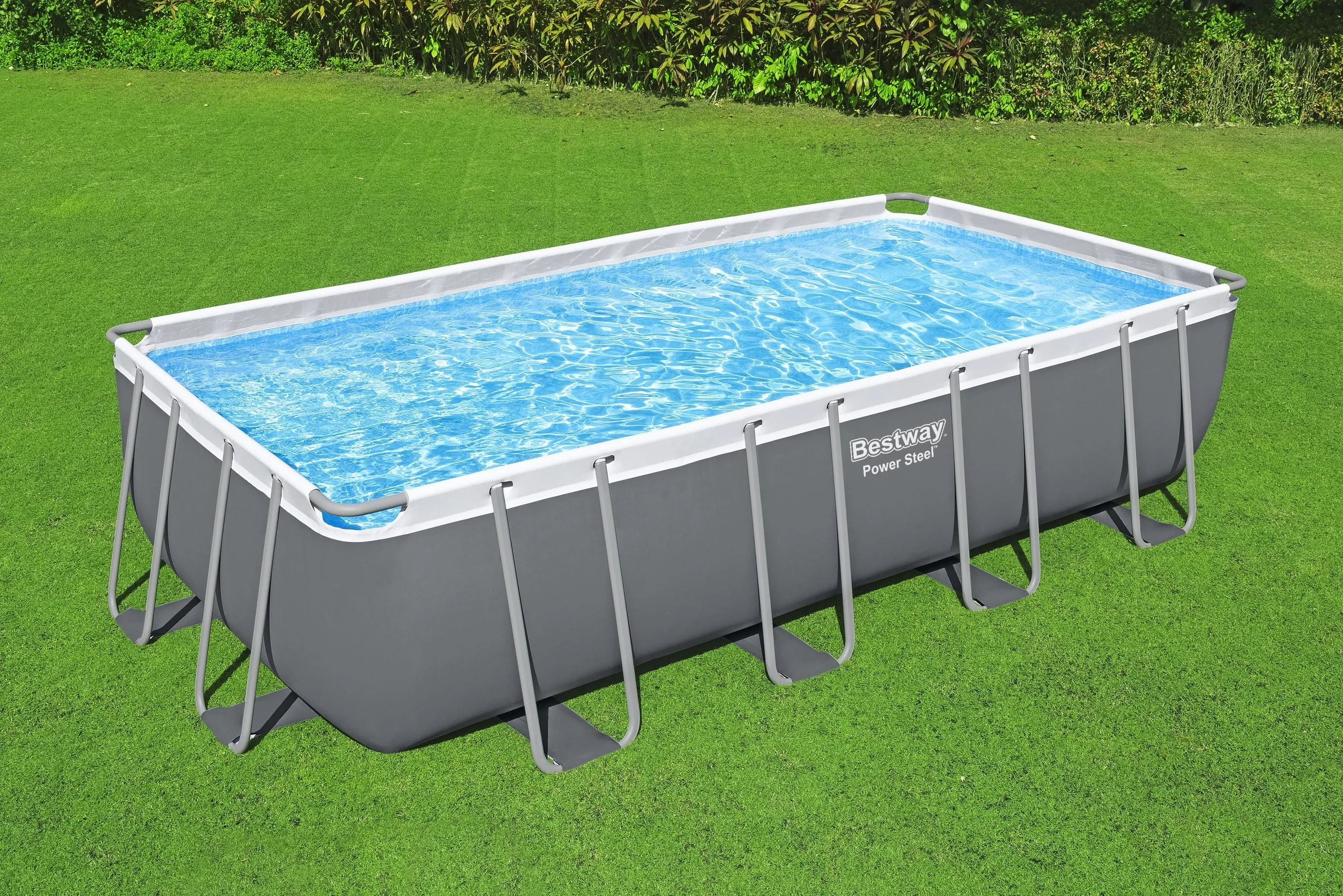 56466  Bestway Power Steel® 18 ft x 9 ft x 4 ft Rectangular Pool Set
