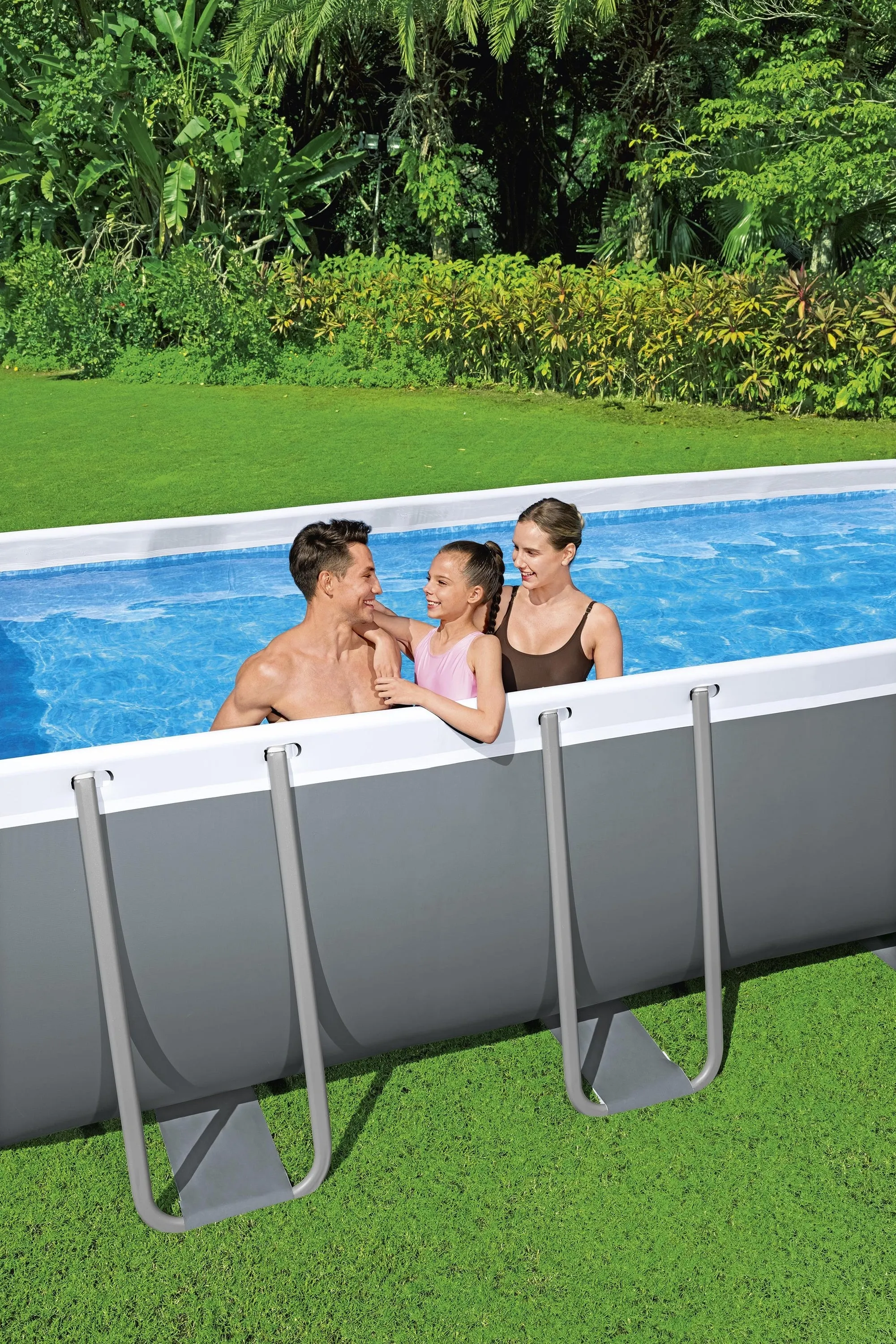 56466  Bestway Power Steel® 18 ft x 9 ft x 4 ft Rectangular Pool Set