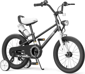 67i Boys Toddler Bike with Training Wheels, 12/14/16 Inch, Adjustable Handlebar & Seat, Bell, Water Bottle Cage, Reflective Stripes & Front Light - Bicycle for Kids 3-8 Years Old