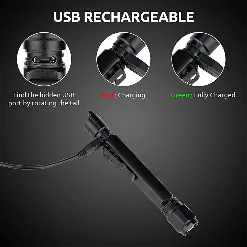 800 Lumens Brightest Rechargeable Penlight Flashlight