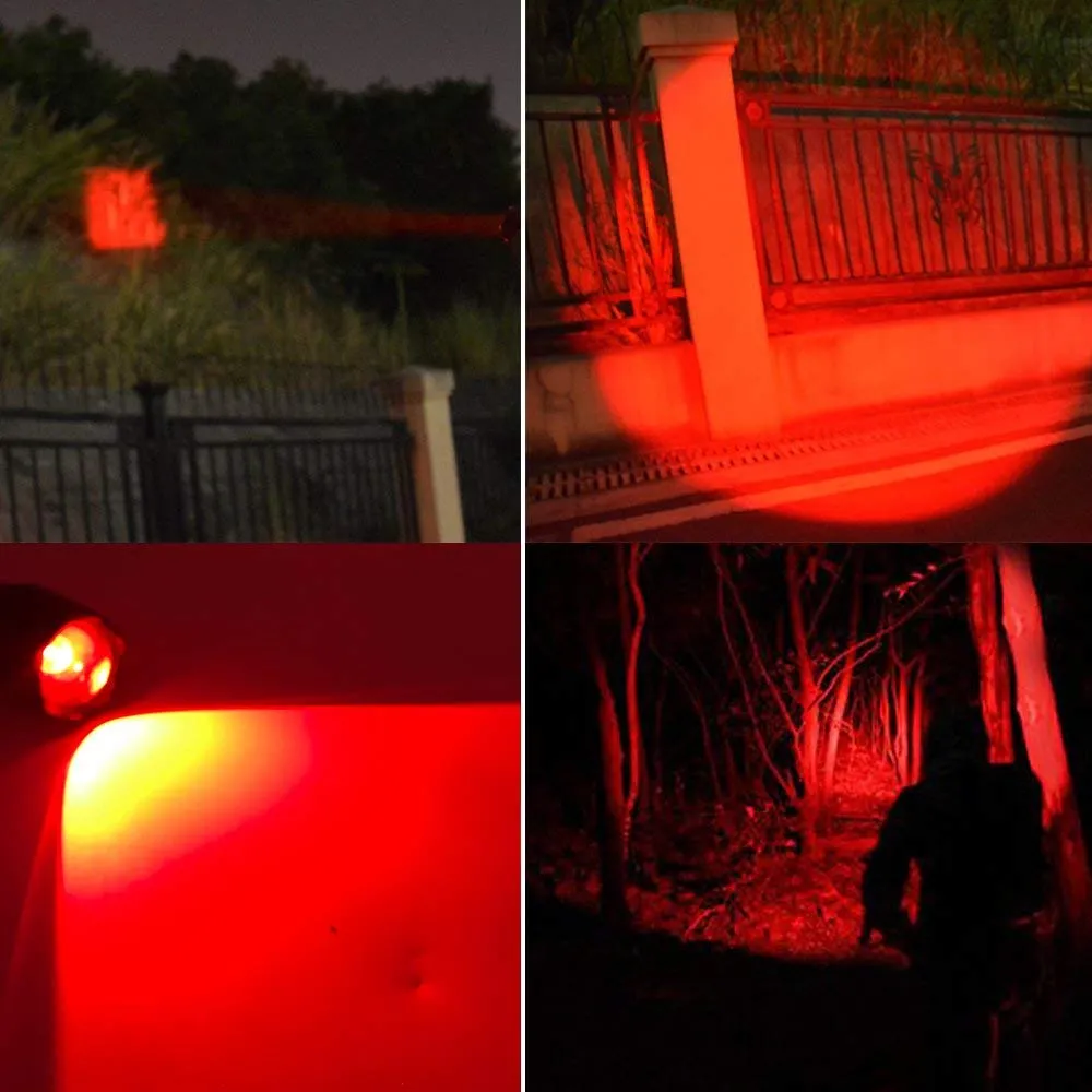AuKvi Deep Red Light Flashlight 670nm Single Mode Long Range Red Hunting Flashlights Torch with Zoomable for Astronomy, Aviation, Night Observation-Black