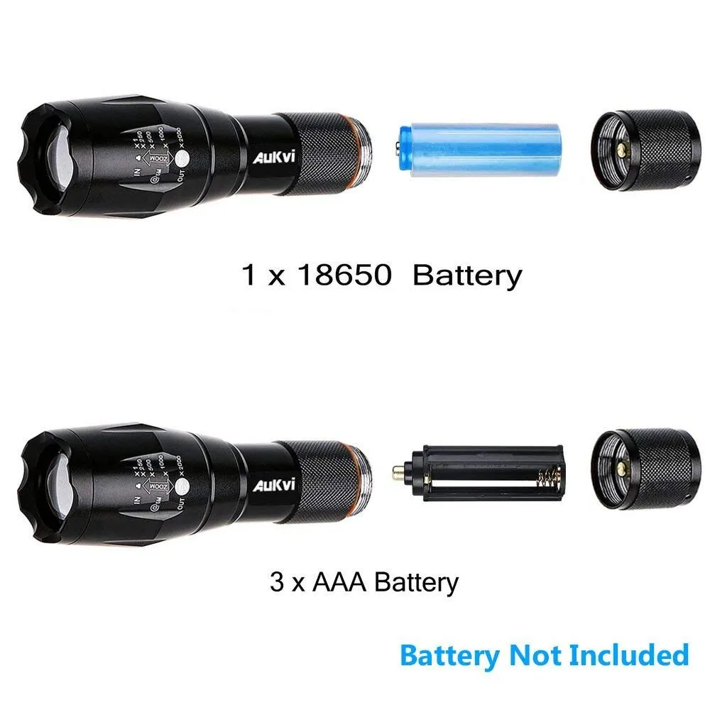 AuKvi Deep Red Light Flashlight 670nm Single Mode Long Range Red Hunting Flashlights Torch with Zoomable for Astronomy, Aviation, Night Observation-Black