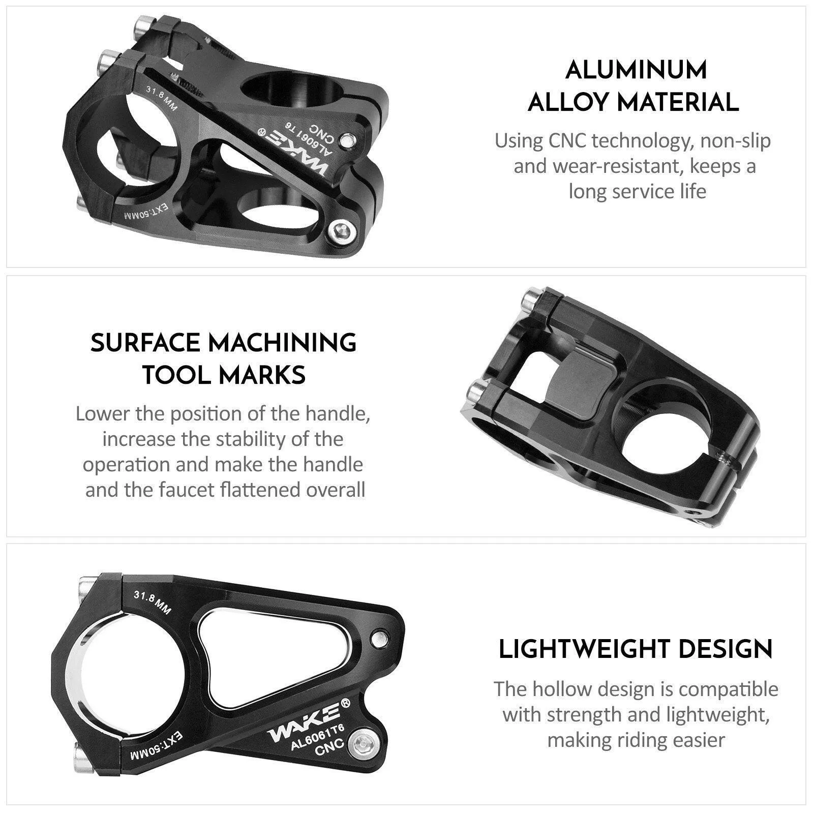 Bicycle 31.8mm Stem Bike Short Handlebar Stem Aluminum Alloy Bike Fitting For Mountain Bike Road Bike