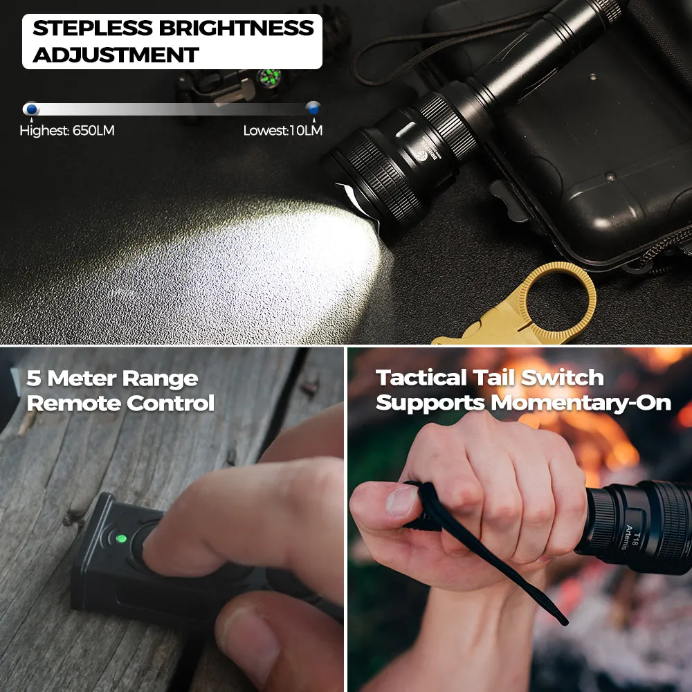 Brinyte T18-4 Wireless Remote Switch Hunting Light Kit With 4 Spare IR940/IR850/Blue/UV Led Bulb