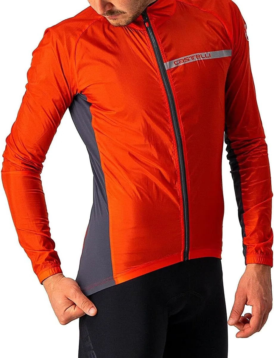 CASTELLI Men's Squadra Stretch Jacket, Windproof Zip Up Shell for Road Cycling