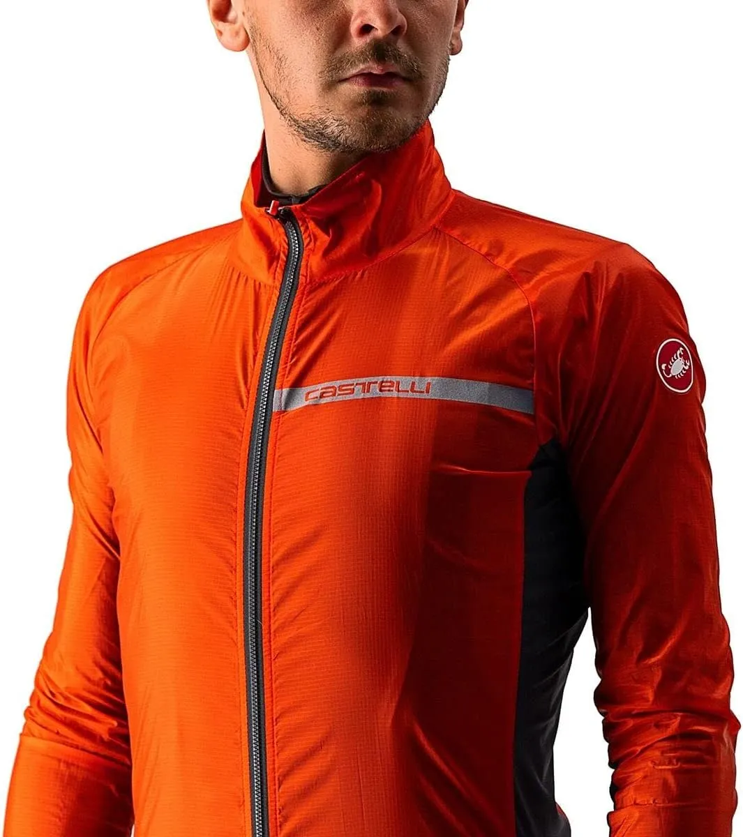 CASTELLI Men's Squadra Stretch Jacket, Windproof Zip Up Shell for Road Cycling