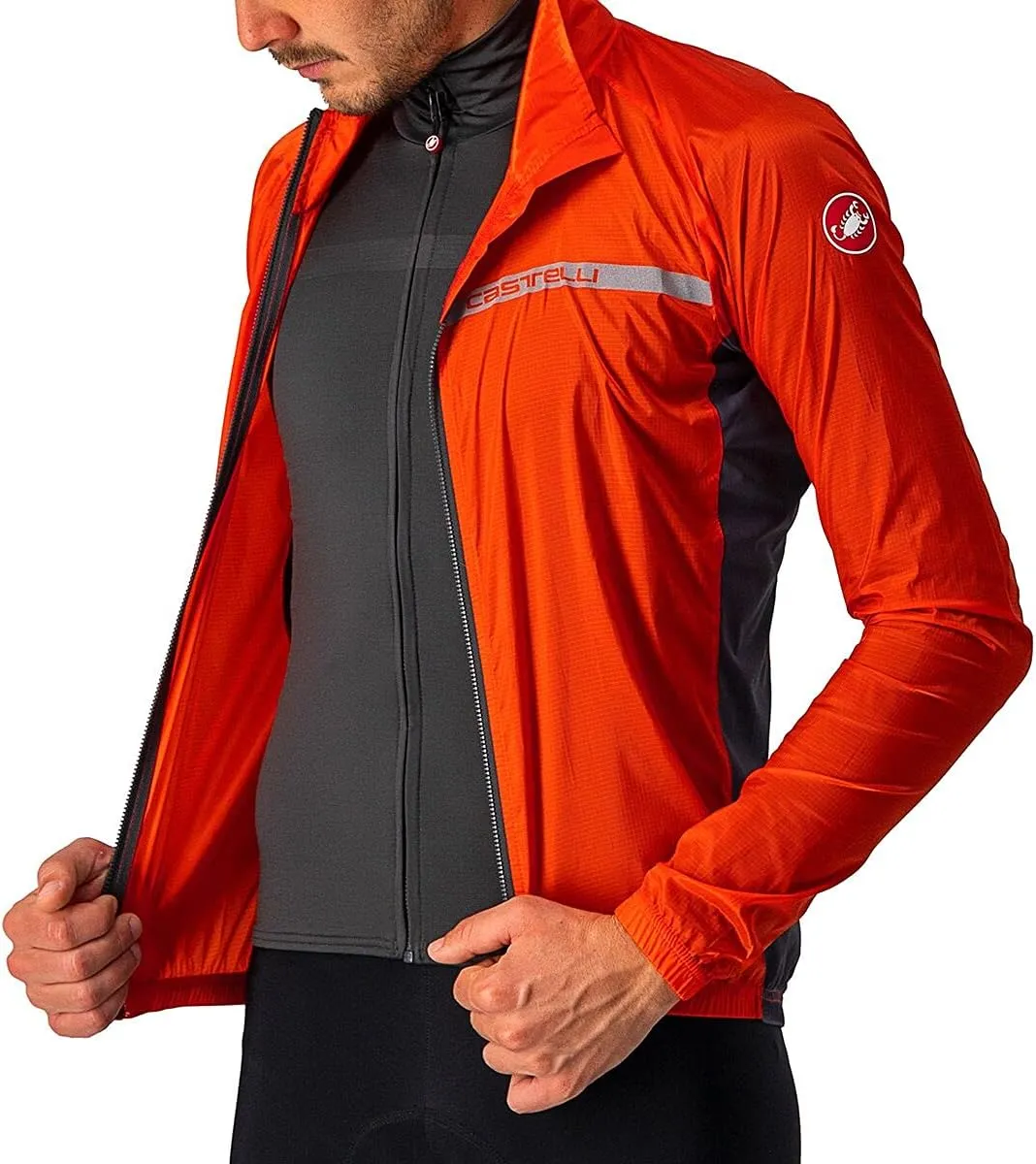 CASTELLI Men's Squadra Stretch Jacket, Windproof Zip Up Shell for Road Cycling