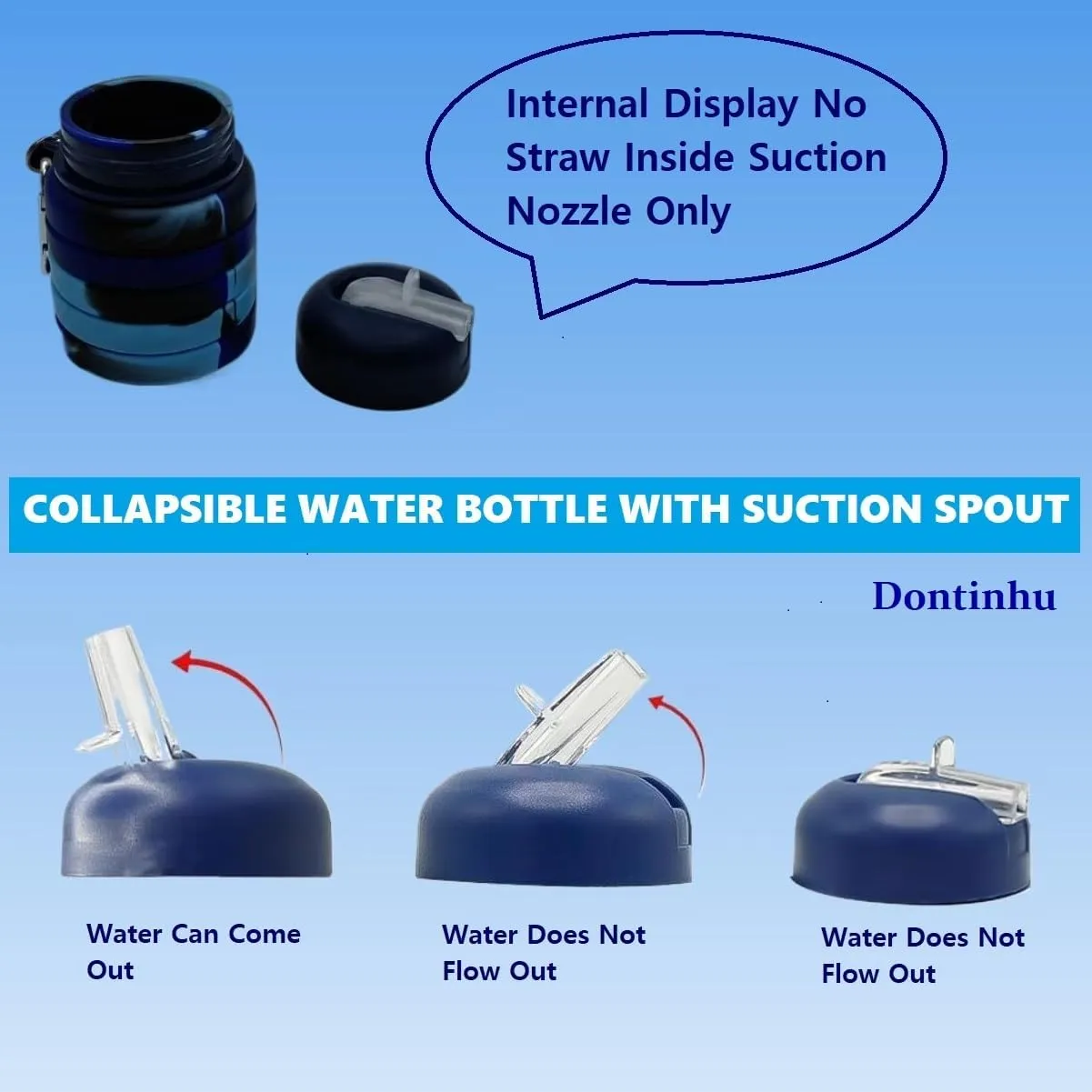 Collapsible Water Bottles 2 Pack 16oz(about 500ml), Travel Portable Sport Water Bottle, Silicone Foldable Water Bottles for Gym Camping Outdoor Hiking. (Black Green)