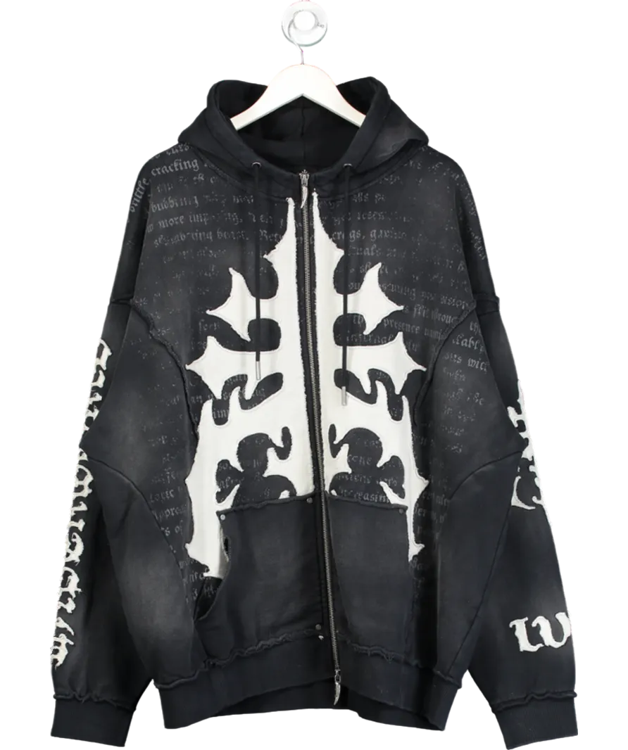 DROPDEAD CLOTHING Redemption Washed Black Hoodie UK XXL