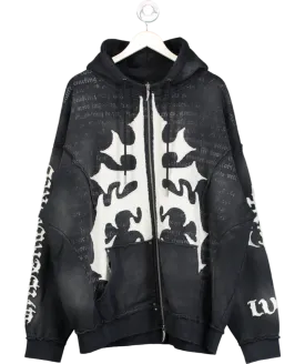 DROPDEAD CLOTHING Redemption Washed Black Hoodie UK XXL