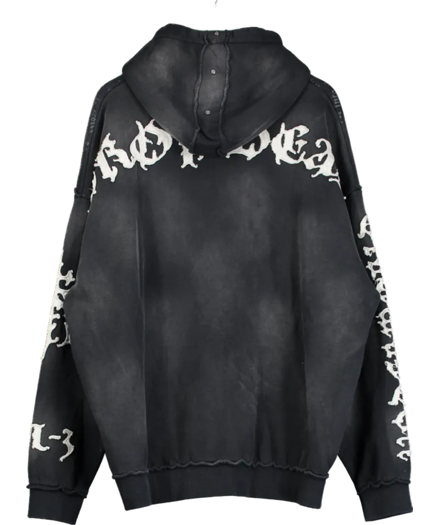DROPDEAD CLOTHING Redemption Washed Black Hoodie UK XXL