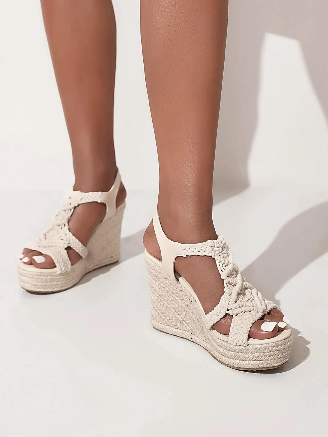 Espadrille Wedge Sandals for Women Comfortable Strappy Platform Sandals Casual Summer Shoes