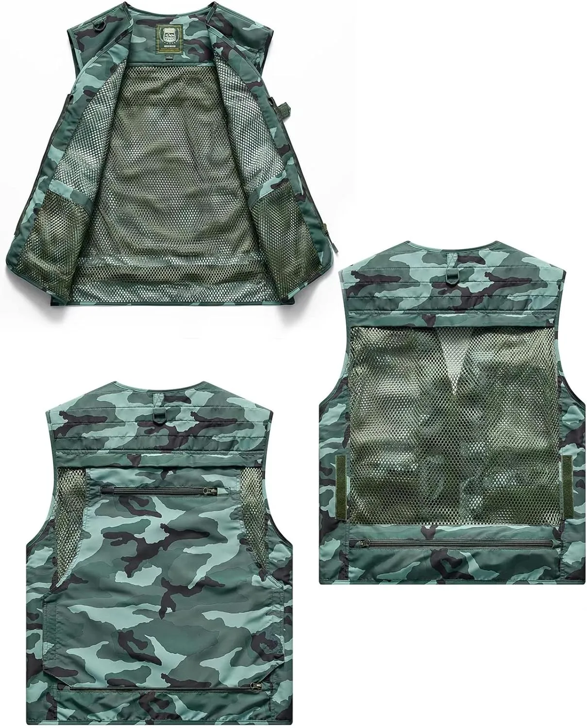 Flygo Men's Casual Lightweight Outdoor Fishing Work Safari Travel Photo Cargo Vest Jacket Multi Pockets