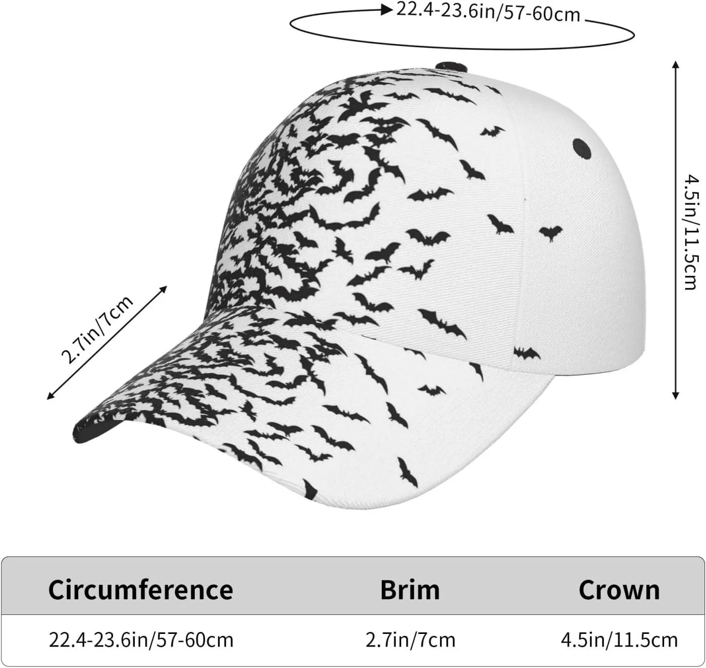 Gothic Goth Bat Baseball Cap for Men Women Adjustable Trucker Hat for Running Sports Hiking Beach