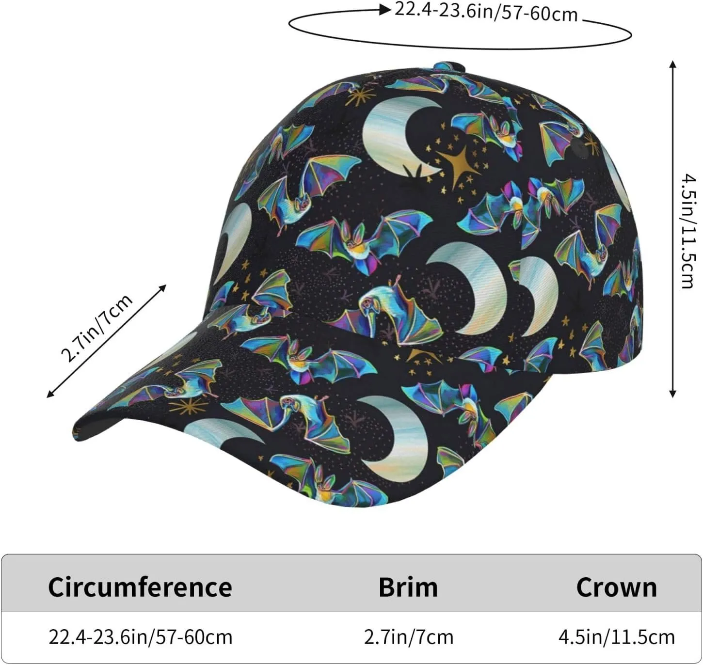 Gothic Goth Bat Baseball Cap for Men Women Adjustable Trucker Hat for Running Sports Hiking Beach
