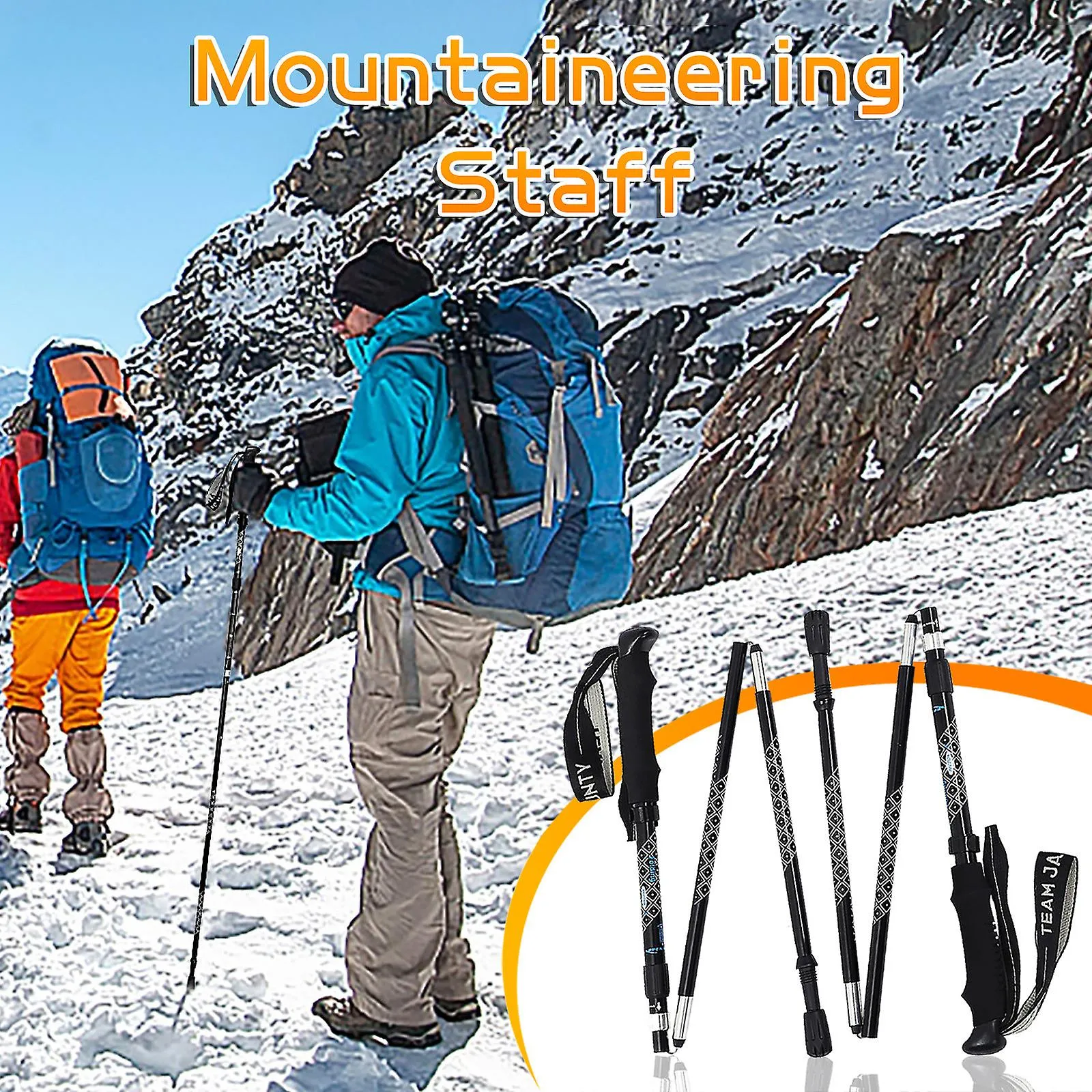 Hiking Poles Aluminum Alloy Five-section Shock-absorbing Inner Lock Telescopic Trekking Pole
