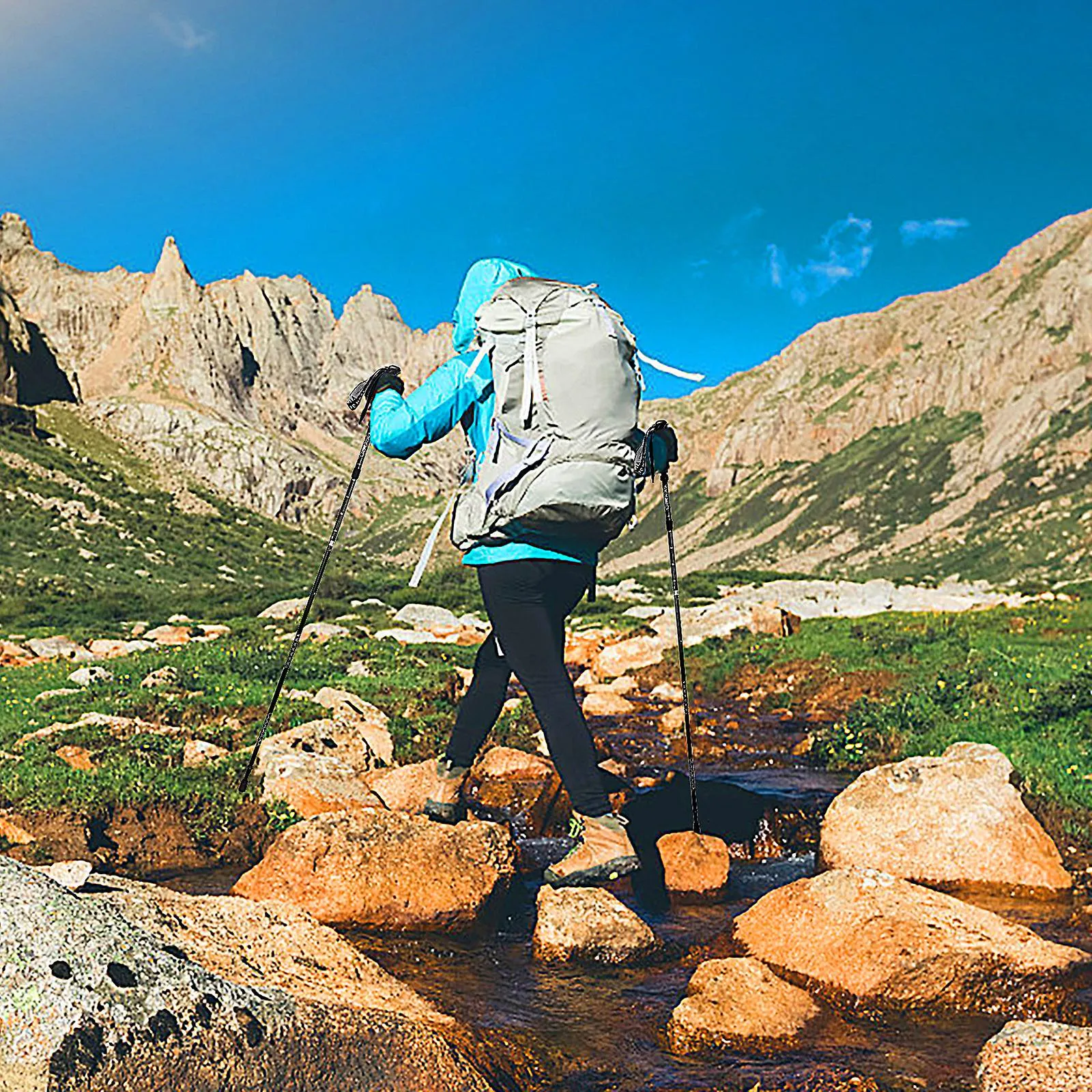 Hiking Poles Aluminum Alloy Five-section Shock-absorbing Inner Lock Telescopic Trekking Pole