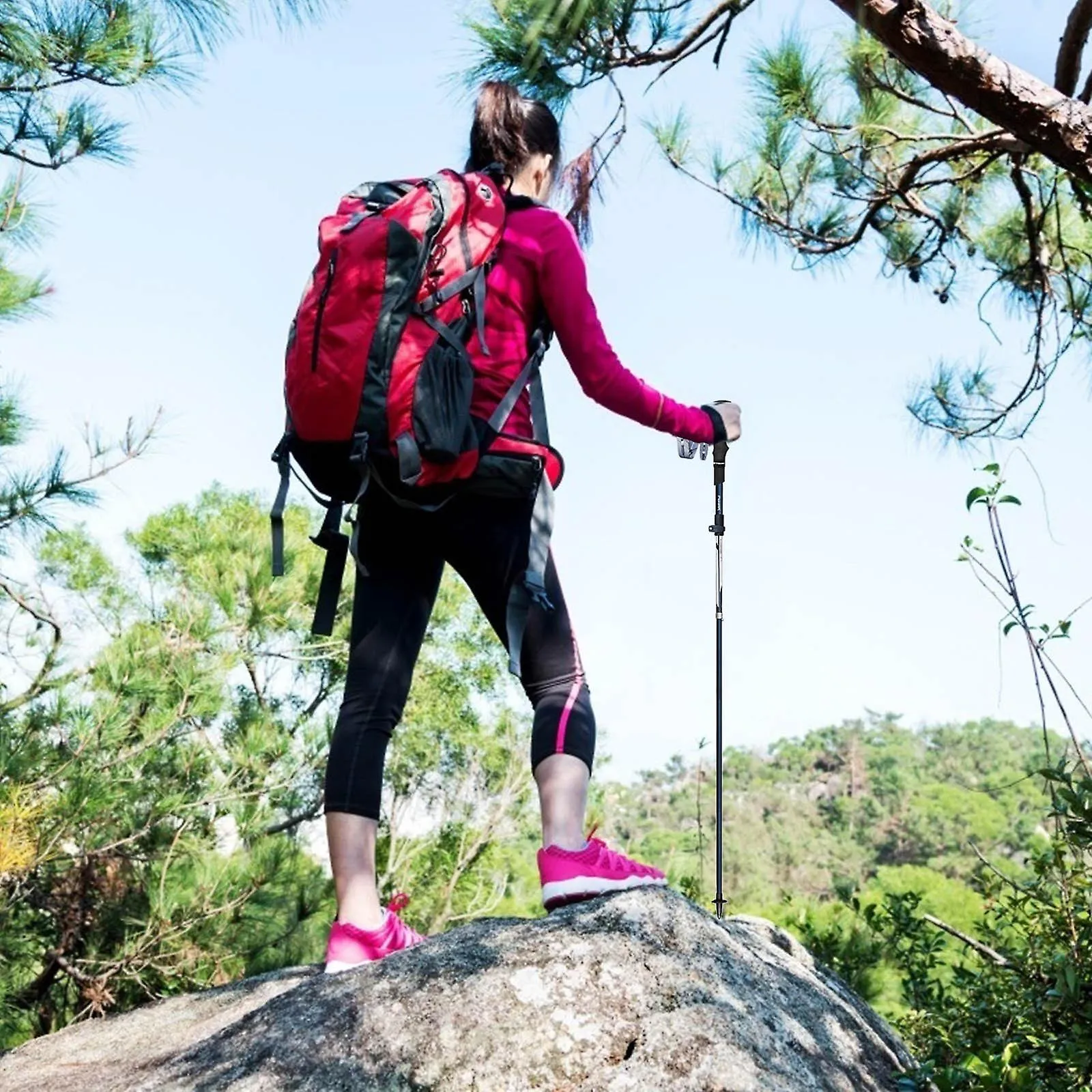 Hiking Poles Folding Trekking Pole Outer Lock Telescopic Carbon Fiber Cane Outdoor Gear