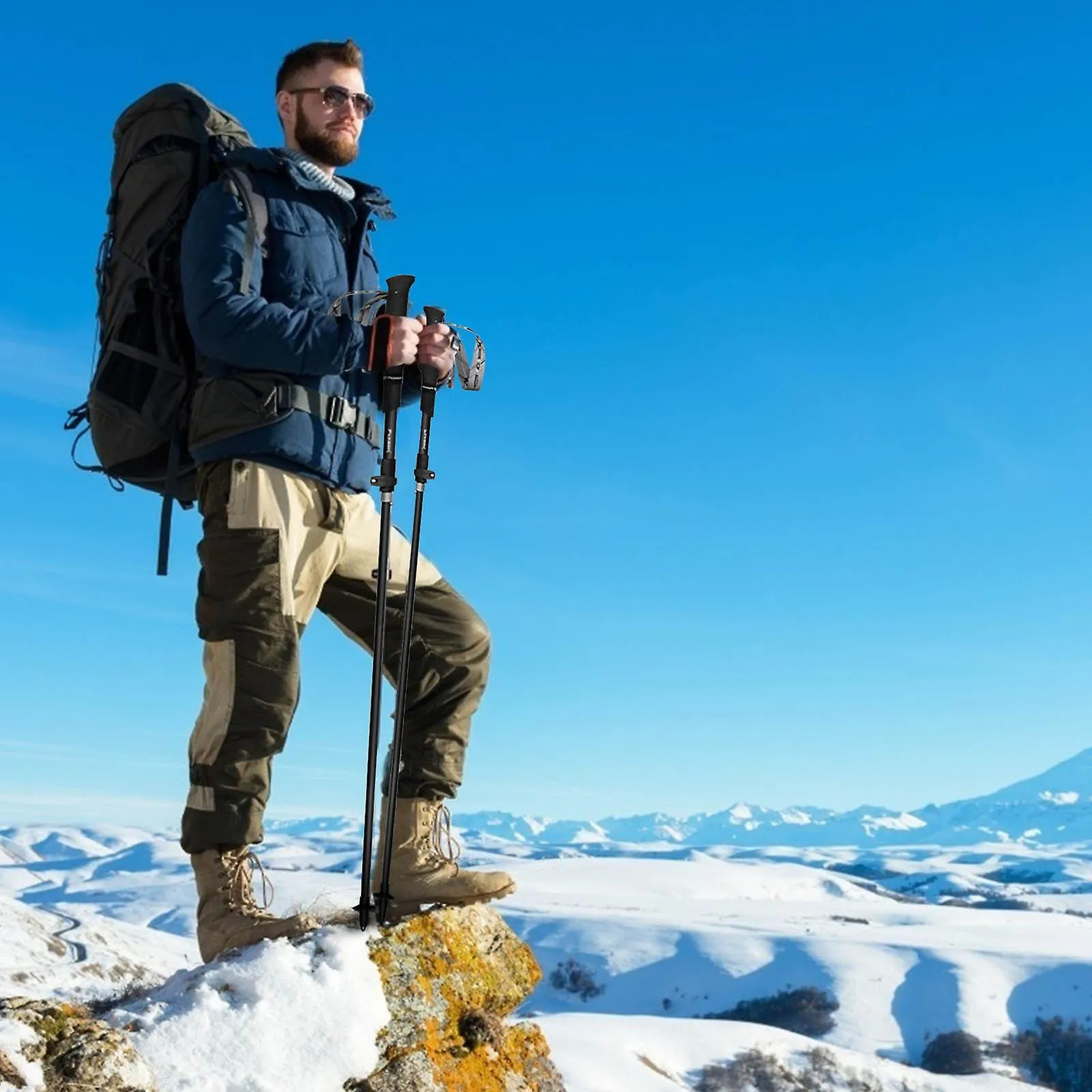 Hiking Poles Folding Trekking Pole Outer Lock Telescopic Carbon Fiber Cane Outdoor Gear