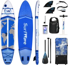 Inflatable Stand Up Paddle Board 11'X34 X6 - Great for Beginners and Open Water Paddling