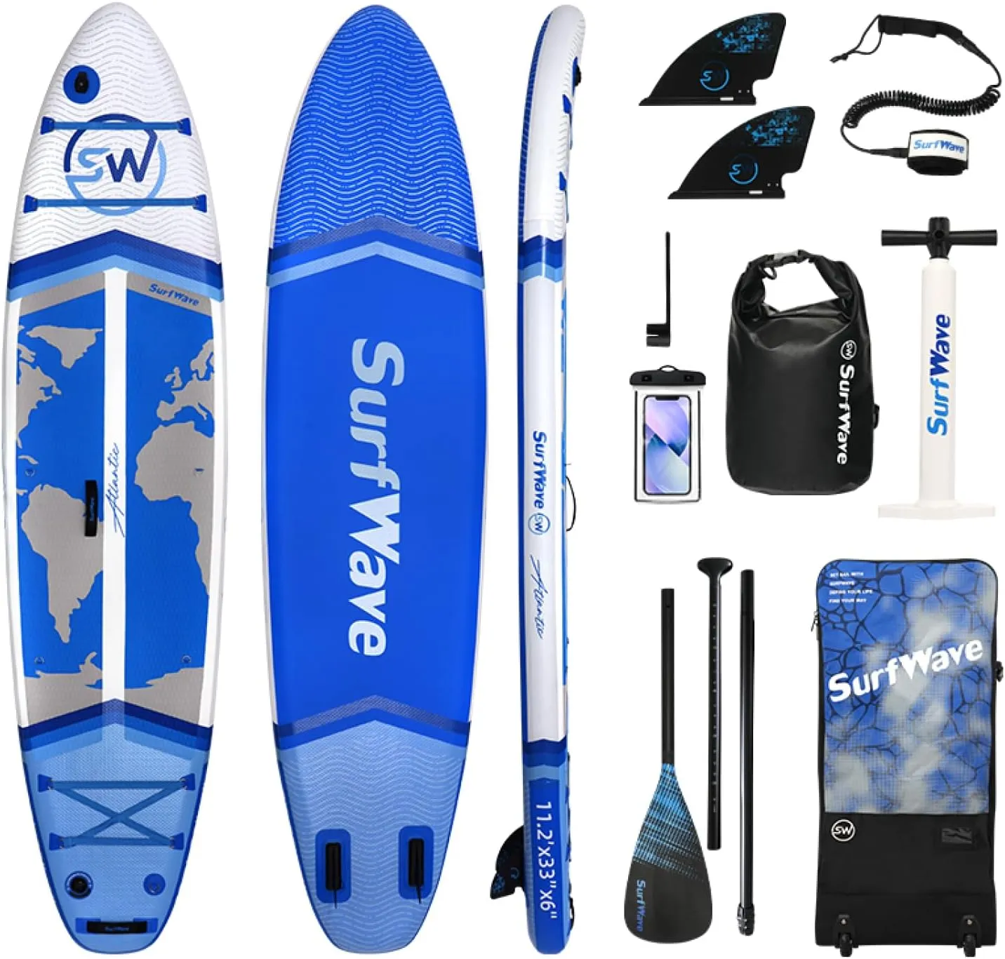 Inflatable Stand Up Paddle Board 11'X34 X6 - Great for Beginners and Open Water Paddling