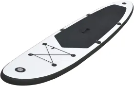 Inflatable Stand Up Paddleboard Set for Adults, Puncture-Proof and Stable Design, Black and White, 129.9 inches