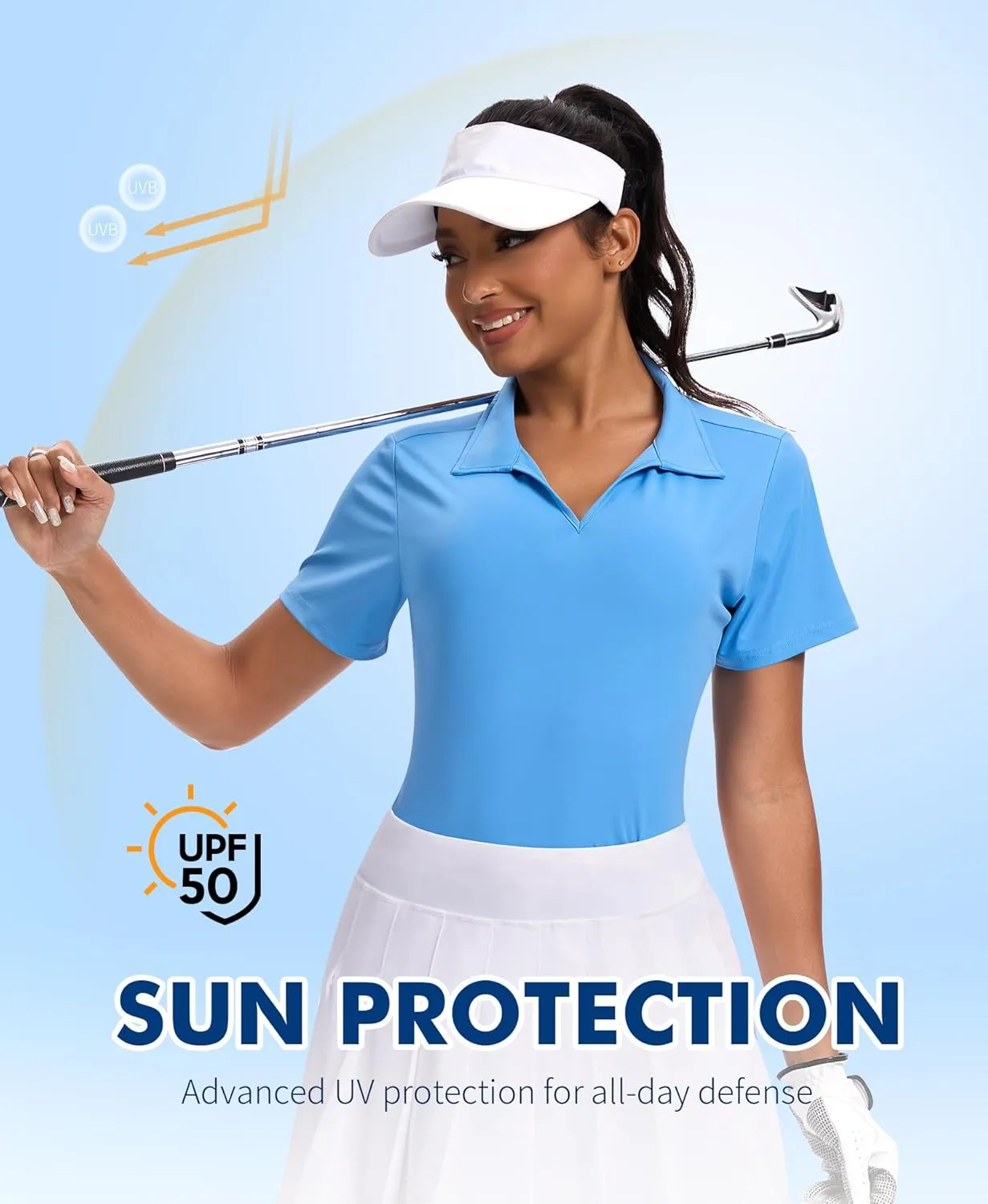 JoyGirl Womens Golf Shirts Polo Shirts Collared V-Neck Short Sleeve Tennis Shirt UPF 50  Quick Dry Moisture Wicking Golf Tops