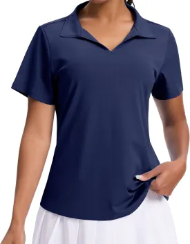 JoyGirl Womens Golf Shirts Polo Shirts Collared V-Neck Short Sleeve Tennis Shirt UPF 50  Quick Dry Moisture Wicking Golf Tops