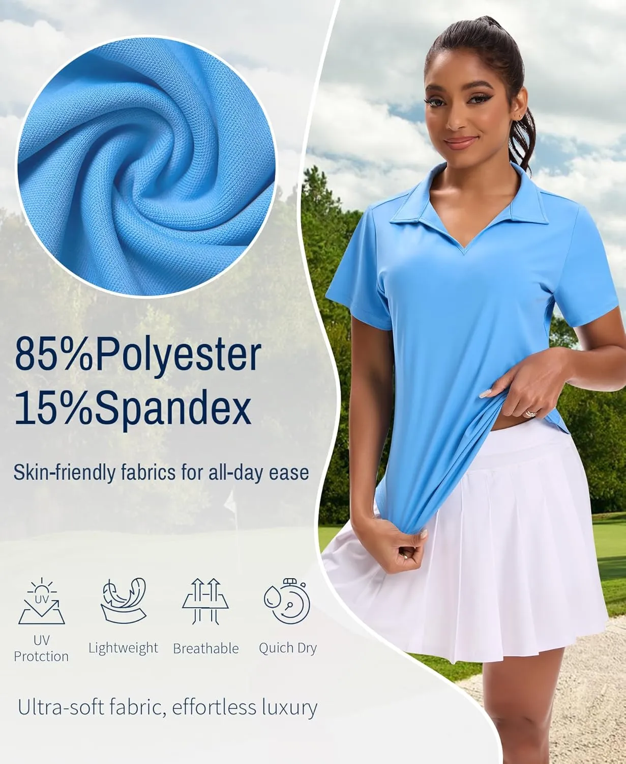 JoyGirl Womens Golf Shirts Polo Shirts Collared V-Neck Short Sleeve Tennis Shirt UPF 50  Quick Dry Moisture Wicking Golf Tops