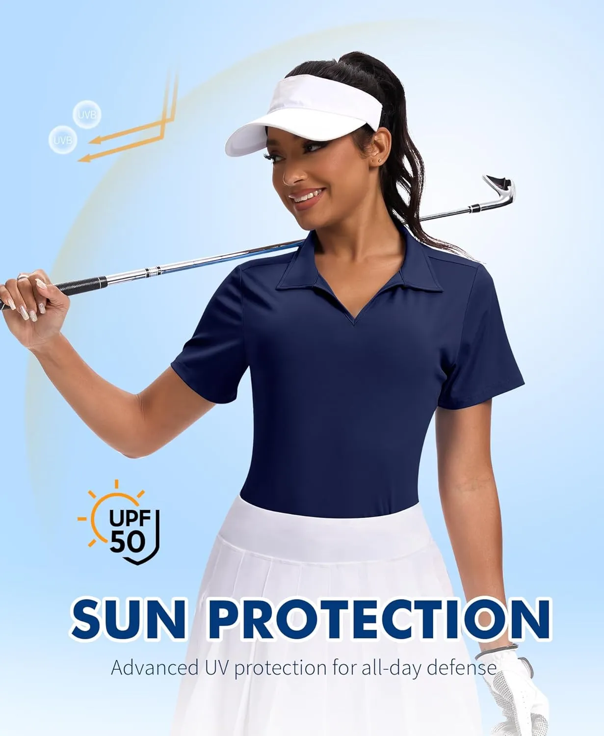 JoyGirl Womens Golf Shirts Polo Shirts Collared V-Neck Short Sleeve Tennis Shirt UPF 50  Quick Dry Moisture Wicking Golf Tops