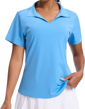 JoyGirl Womens Golf Shirts Polo Shirts Collared V-Neck Short Sleeve Tennis Shirt UPF 50  Quick Dry Moisture Wicking Golf Tops