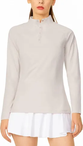 LastFor1 Women's Long Sleeve Golf Polo Shirts UPF 50  Moisture Wicking Quick Dry Active Tops with Snap Buttons Closure