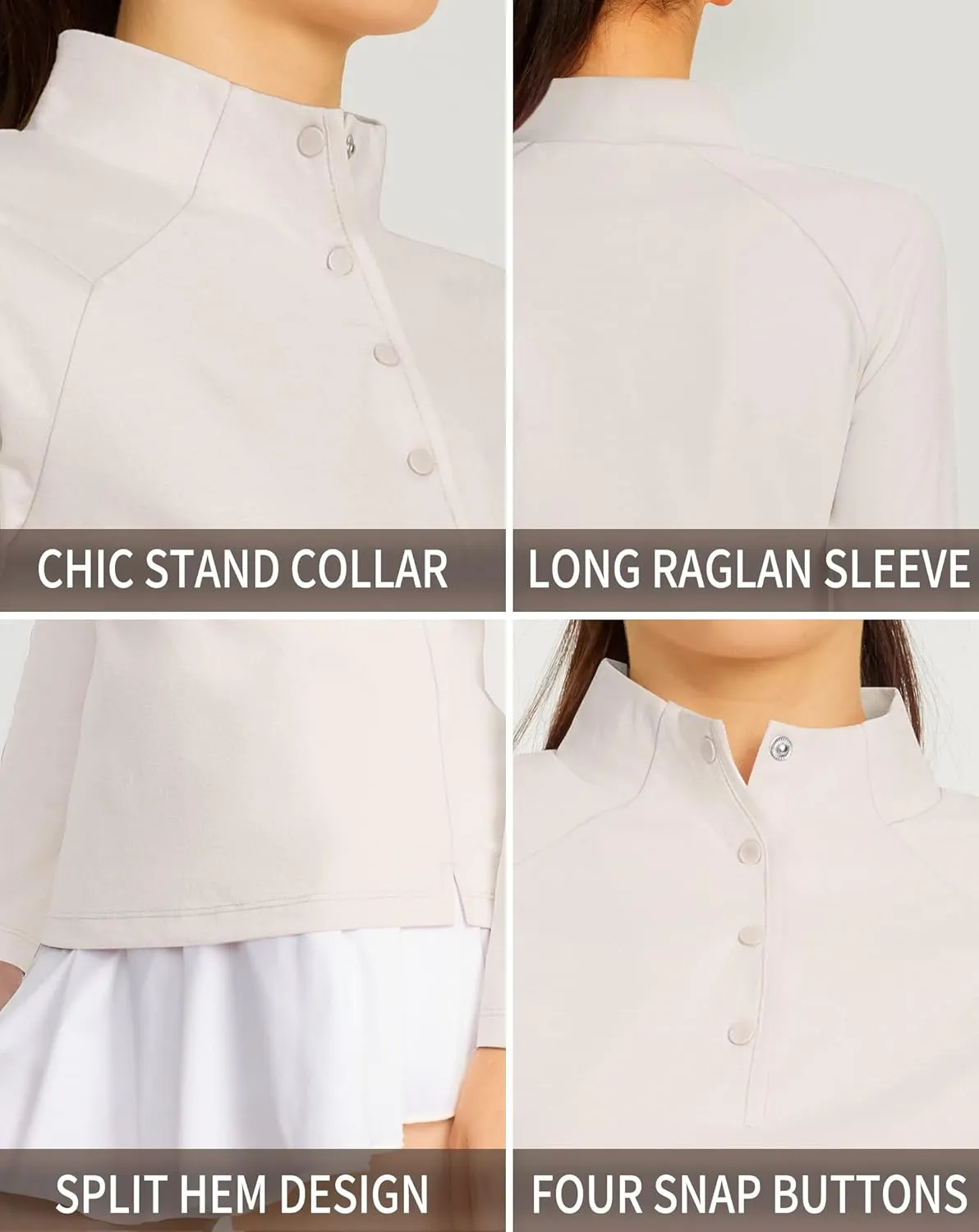 LastFor1 Women's Long Sleeve Golf Polo Shirts UPF 50  Moisture Wicking Quick Dry Active Tops with Snap Buttons Closure
