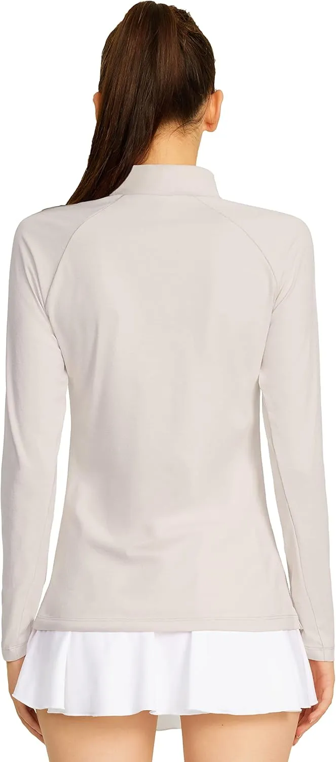 LastFor1 Women's Long Sleeve Golf Polo Shirts UPF 50  Moisture Wicking Quick Dry Active Tops with Snap Buttons Closure