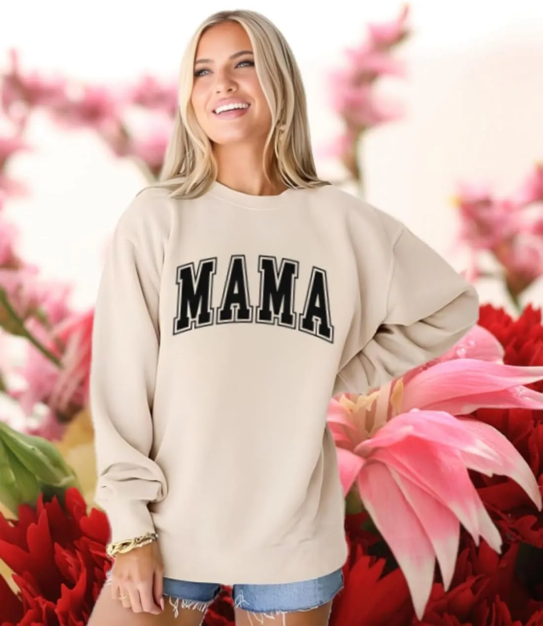 Mama Sweatshirt Women Mama Letter Print Graphic Mom Life Long Sleeve USA Sweatshirt Pullover American Flag Shirt Tops