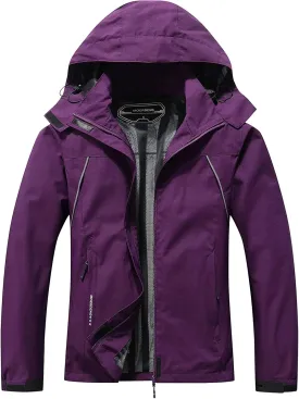 MOERDENG Women's Waterproof Rain Jacket Outdoor Lightweight Hooded Raincoat for Hiking Travel