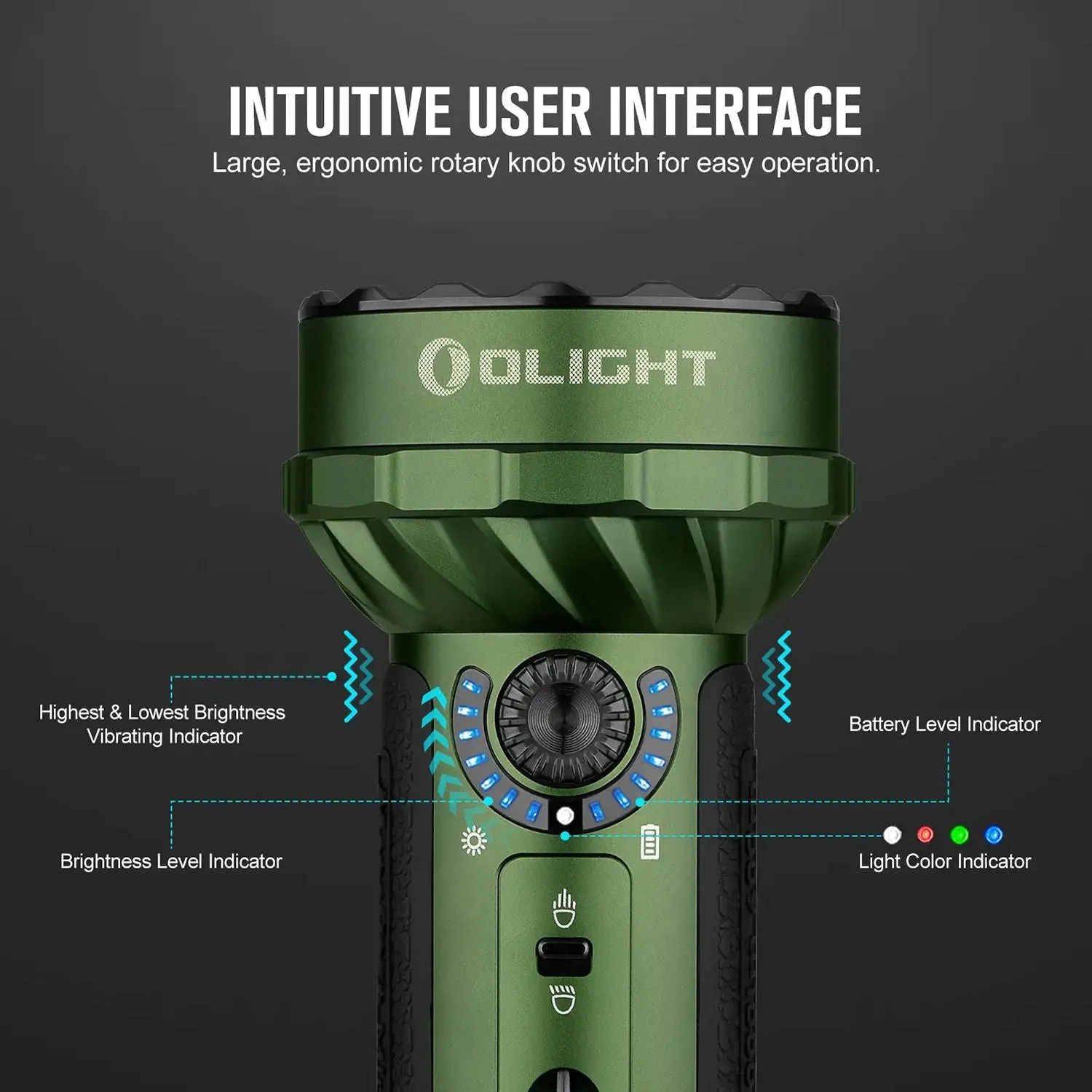 Olight Marauder Mini LED Floodlight, 7000 Lumens Dual-Beam, RGB Colors, Rechargeable, OD Green