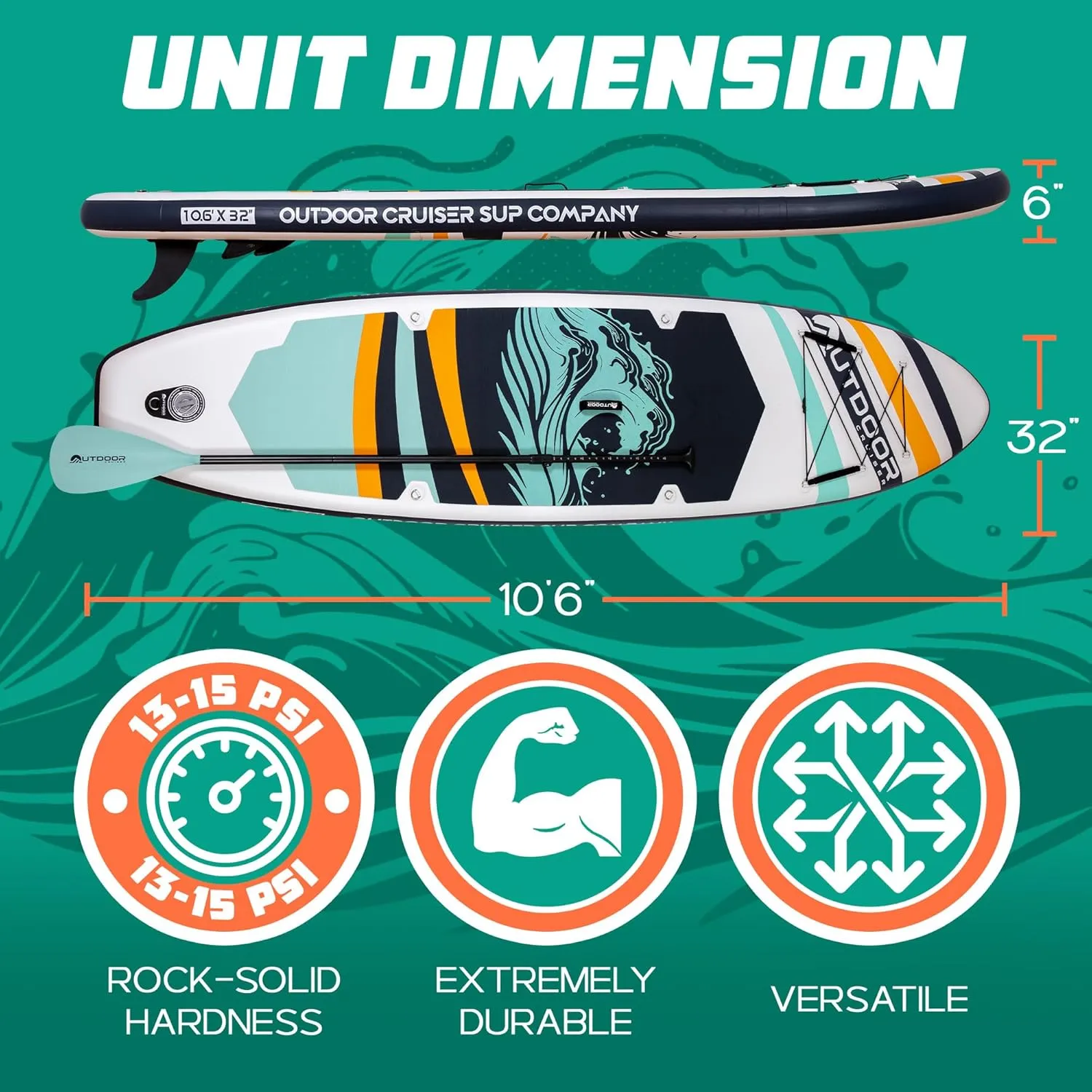 OutdoorCrusier Ultra-Portable Inflatable Stand-Up Paddle Board, Lightweight & Stable with Non-Slip Design, Complete SUP Accessories, Durable Drop-Stitch Material