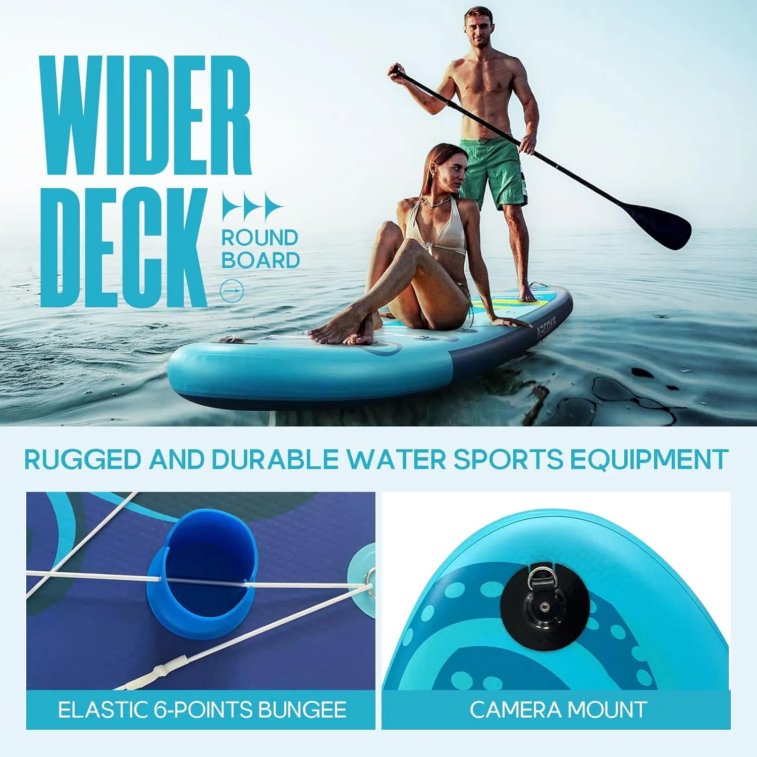 Paddle Boards for Adults, 10'6"/11"/11'6" Inflatable Paddle Board, Super Non Slip Eva, Stand Up Paddle Board with Removable Fins, Adjustable Paddle, Pump, Shoulder Strap, Leash, Standing Boat