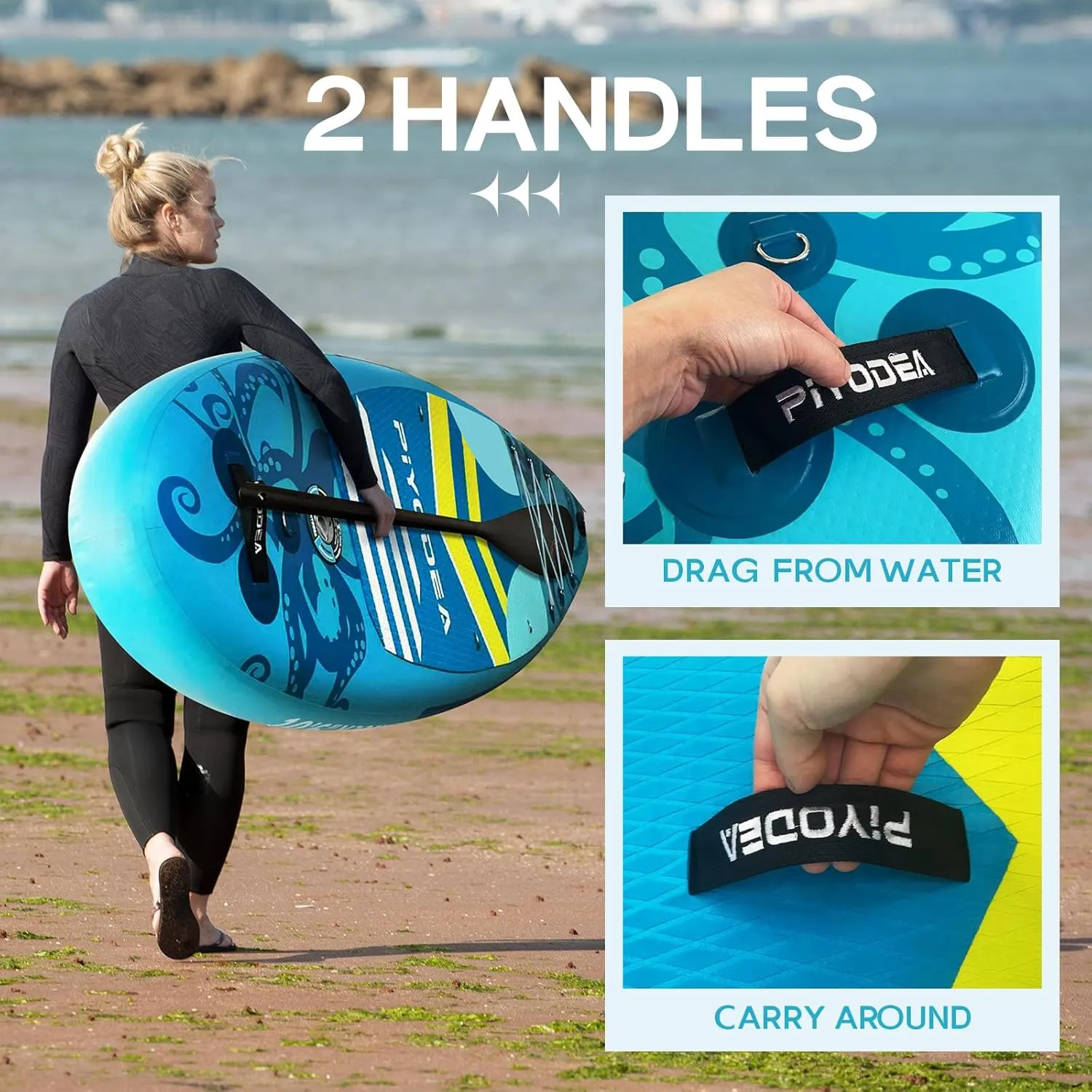 Paddle Boards for Adults, 10'6"/11"/11'6" Inflatable Paddle Board, Super Non Slip Eva, Stand Up Paddle Board with Removable Fins, Adjustable Paddle, Pump, Shoulder Strap, Leash, Standing Boat