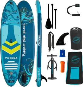 Paddle Boards for Adults, 10'6"/11"/11'6" Inflatable Paddle Board, Super Non Slip Eva, Stand Up Paddle Board with Removable Fins, Adjustable Paddle, Pump, Shoulder Strap, Leash, Standing Boat