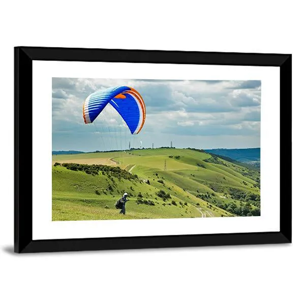 Paragliding At Devil's Dyke Canvas Wall Art