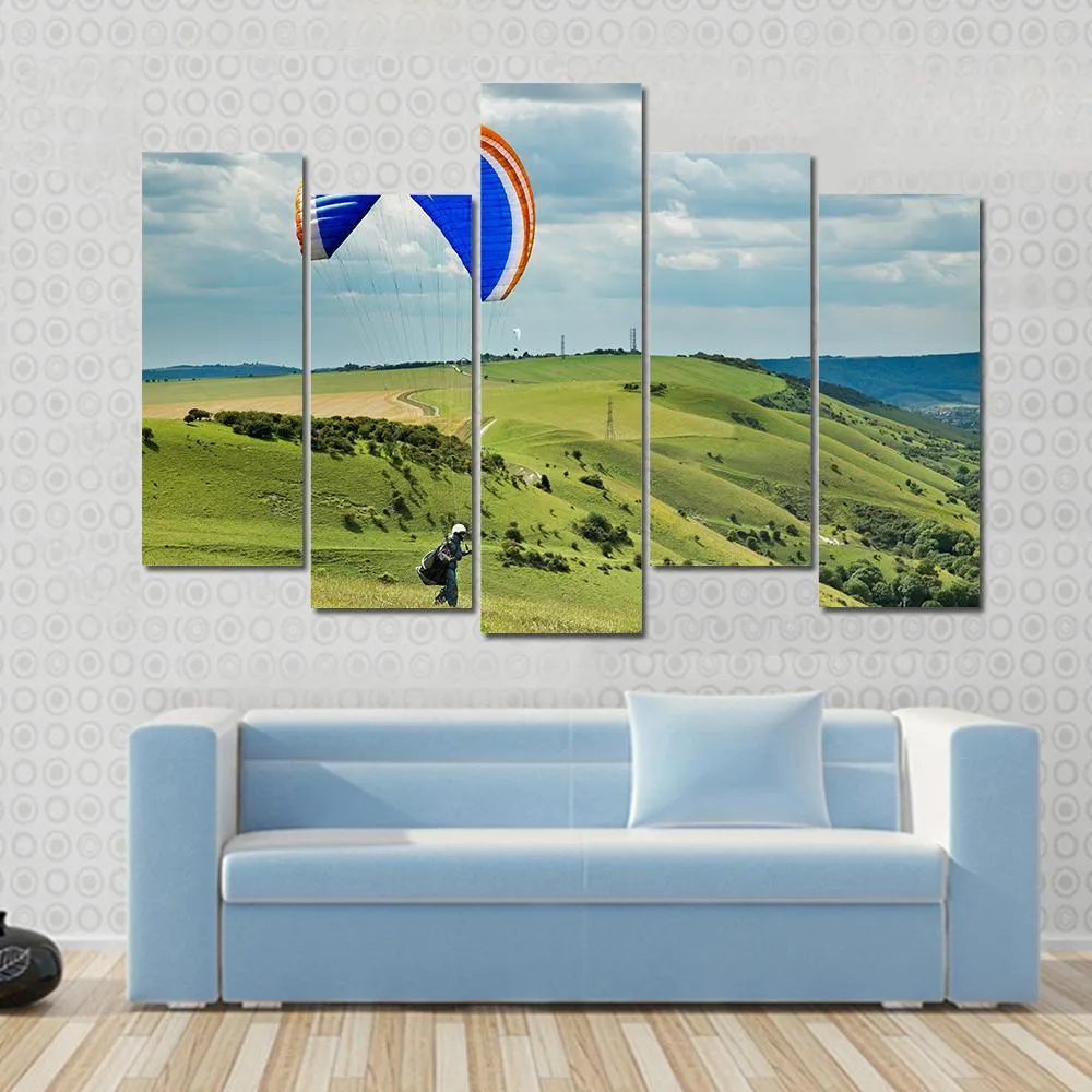 Paragliding At Devil's Dyke Canvas Wall Art