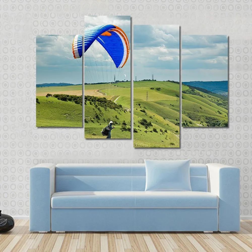 Paragliding At Devil's Dyke Canvas Wall Art