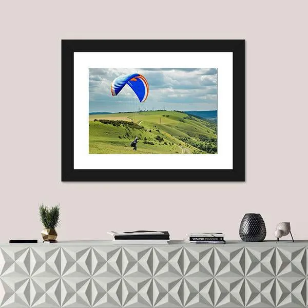 Paragliding At Devil's Dyke Canvas Wall Art
