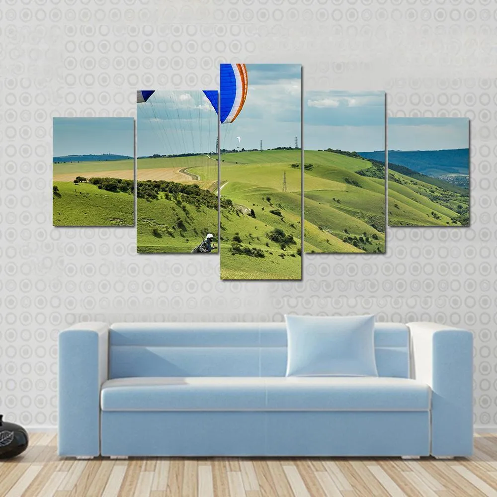 Paragliding At Devil's Dyke Canvas Wall Art