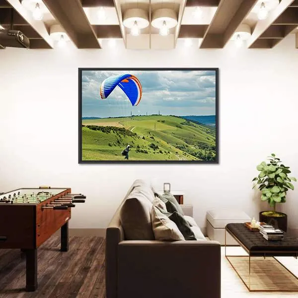 Paragliding At Devil's Dyke Canvas Wall Art